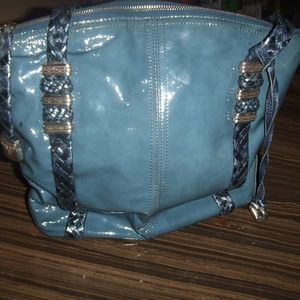 BRIGHTON Ocean Blue PATENT Leather HANDBAG